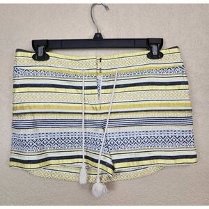 LOFT Yellow Black and Gold Striped Brocade Shorts Size 4 (3570)